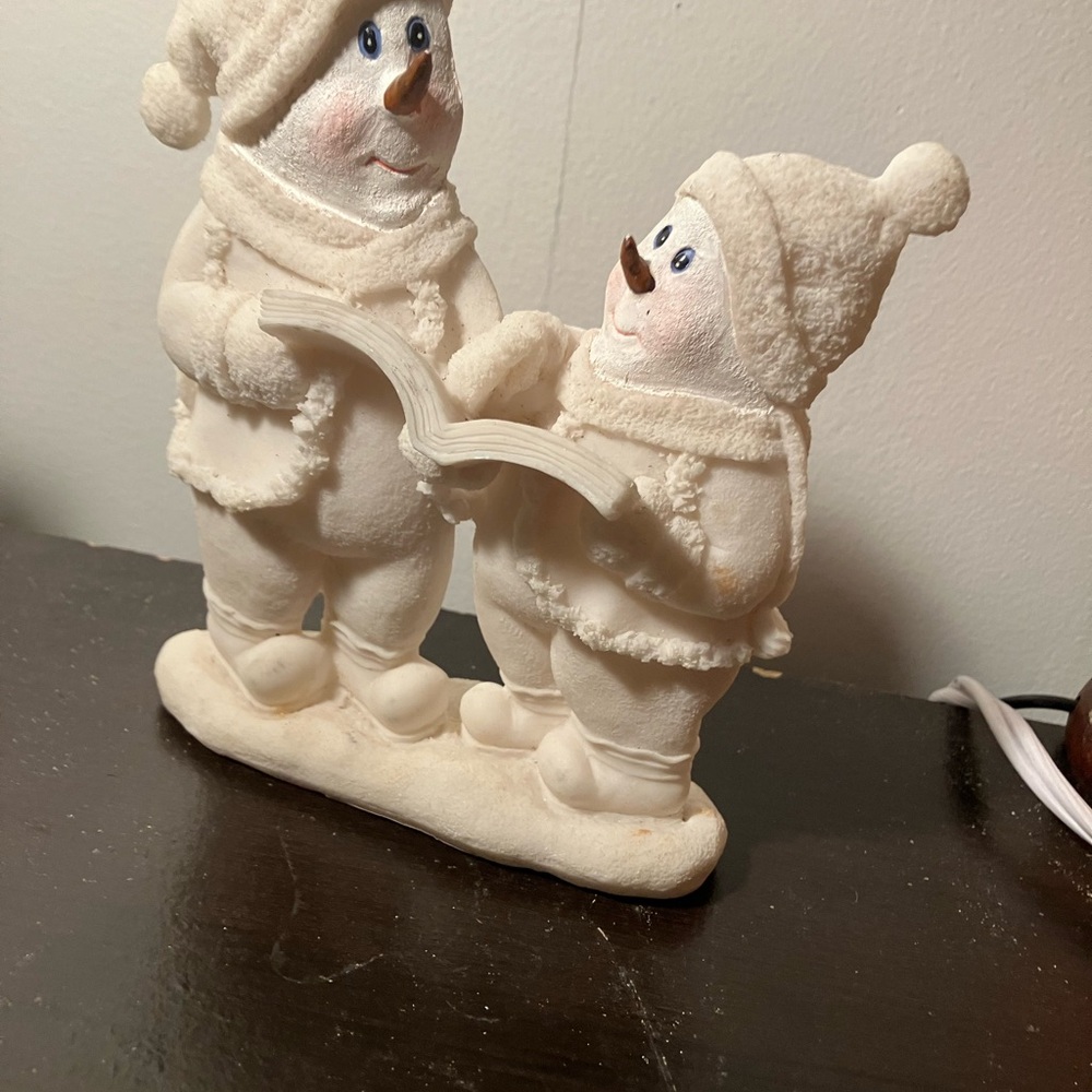 Adorable Snowman Duo Figurine